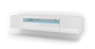 Sophisticated White Gloss Aura TV Stand (W)200cm (H)42cm (D)37cm - Elegant & Practical