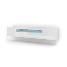 Sophisticated White Gloss Aura TV Stand (W)200cm (H)42cm (D)37cm - Elegant & Practical