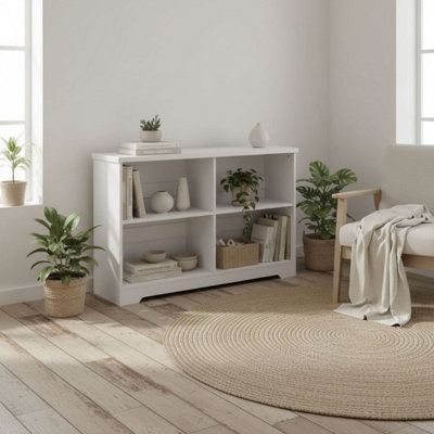 Sorano Wood White 2-Tier Cube Bookcase 4-Compartment 118 x 29 x 76 cm