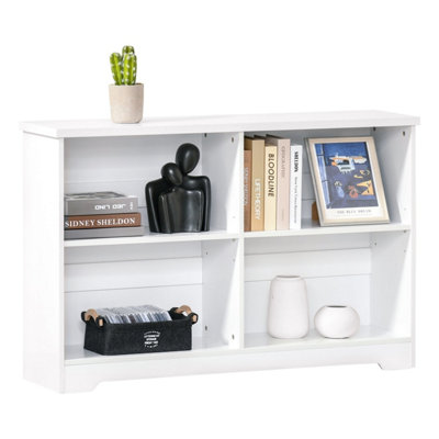 Sorano Wood White 2-Tier Cube Bookcase 4-Compartment 118 x 29 x 76 cm