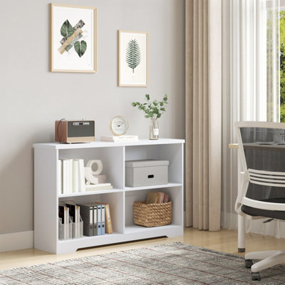 Sorano Wood White 2-Tier Cube Bookcase 4-Compartment 118 x 29 x 76 cm