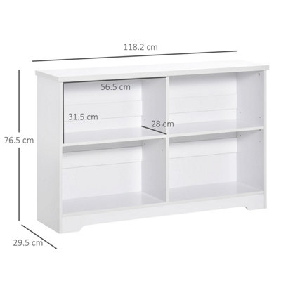 Sorano Wood White 2-Tier Cube Bookcase 4-Compartment 118 x 29 x 76 cm