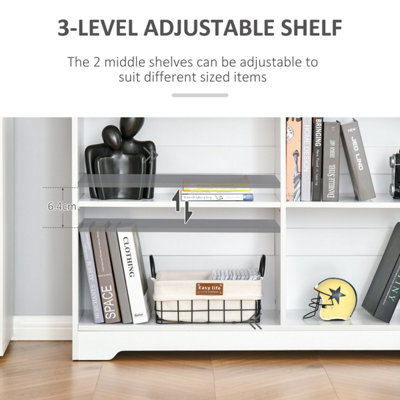 Sorano Wood White 2-Tier Cube Bookcase 4-Compartment 118 x 29 x 76 cm
