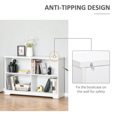 Sorano Wood White 2-Tier Cube Bookcase 4-Compartment 118 x 29 x 76 cm
