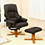 SORENTO BROWN BONDED LEATHER SWIVEL RECLINER ARMCHAIR CHAIR with FOOT STOOL