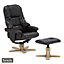 SORENTO BROWN BONDED LEATHER SWIVEL RECLINER ARMCHAIR CHAIR with FOOT STOOL