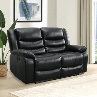 Sorreno 3+2+1 Bonded Leather Recliner Sofa Set In Black | DIY at B&Q