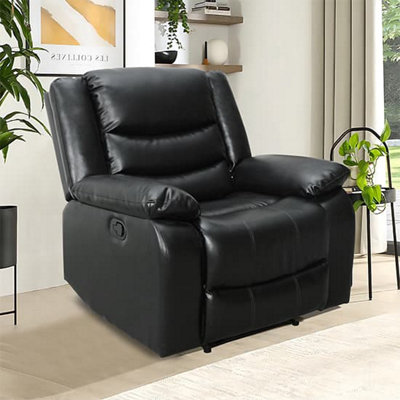 Sorreno Bonded Leather Recliner 1 Seater Sofa In Black