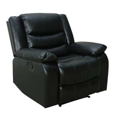 Sorreno Bonded Leather Recliner 1 Seater Sofa In Black
