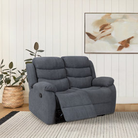 Sorrento 2 Seater Manual Reclining Sofa in Dark Grey Fabric
