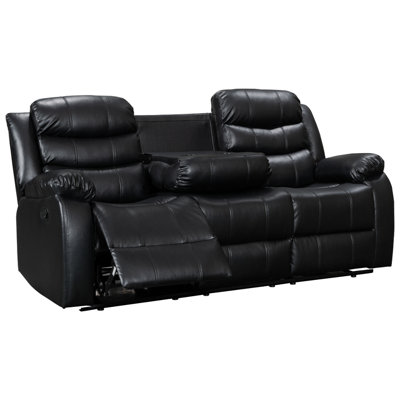 Sorrento 3 Seater Manual Reclining Sofa In Black Leatheraire