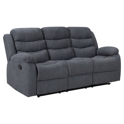 Sorrento 3 Seater Manual Reclining Sofa In Dark Grey Fabric