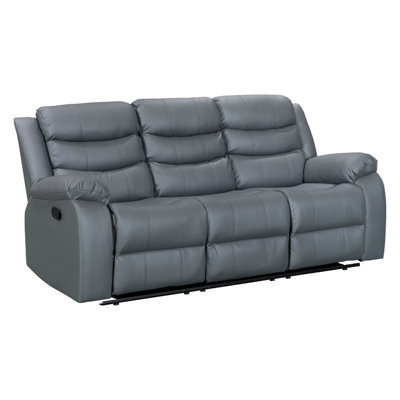 Sorrento 3 Seater Manual Reclining Sofa In Grey Leatheraire
