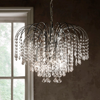 Sorrento 4 Light Chrome Clear Ceiling Light Chandelie Pendant Fitting 20 Wide