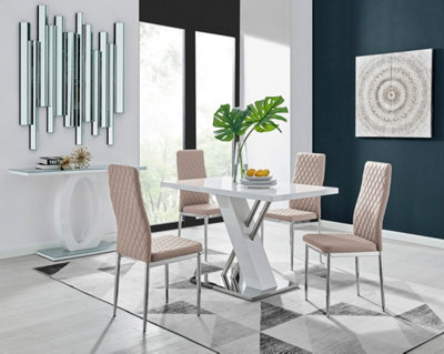 beige high gloss dining table