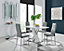 Sorrento 4 White High Gloss And Chrome Dining Table And 4 Grey Milan Chairs Set