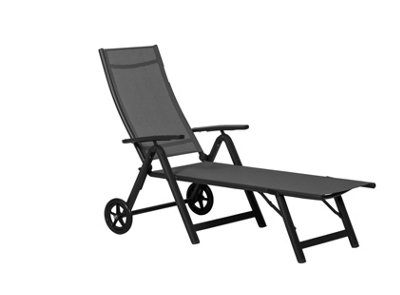 Sorrento Black Textylene Sunlounger with wheels