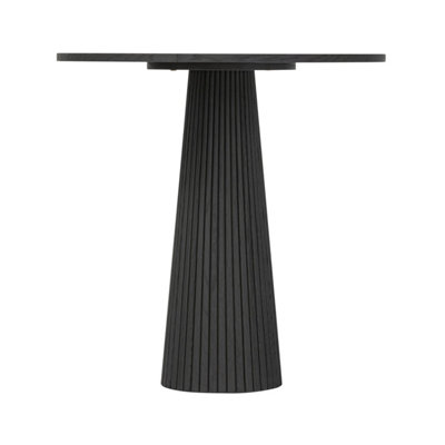 Sorrento Black Wood Ribbed Round Accent Table
