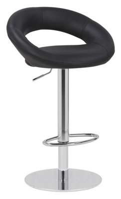 Sorrento Deluxe Real Leather Breakfast Bar Stool, Chrome Stem, Height Adjustable Swivel Gas Lift, Home & Kitchen Barstool, Black