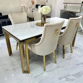 Sorrento  Dining Table + 4 Majestic Lion Knocker Dining Chairs