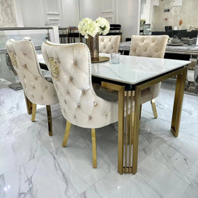 Sorrento  Dining Table + 4 Victoria Lion Knocker Dining Chairs