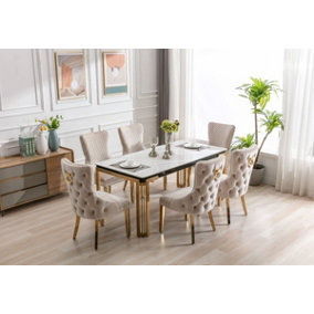 Sorrento  Dining Table + 6 Victoria Lion Knocker  Dining Chairs