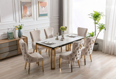 Sorrento  Dining Table + 6 Victoria Ring Knocker  Dining Chairs