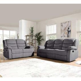 Sorrento Fabric 3 & 2 Seater Sofa Set Grey