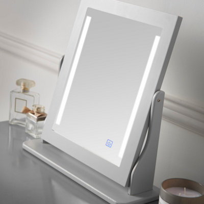 Sorrento - Grey Dressing Table and Side Table With Drawer Rose Gold Handles  Stool Mirror with LED