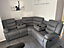 Sorrento Grey Fabric Reclining Corner Sofa 5 Seater  With Drinks Tray Manual Recliner Comfortable Padded Arms