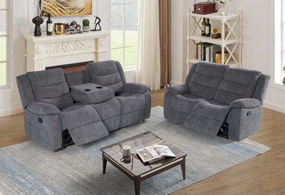 Sorrento Grey Recliner Sofa Fabric Recliner Sofa 3 & 2 DIY at B&Q