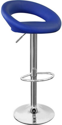 Sorrento Kitchen Bar Stool, Chrome Footrest, Height Adjustable Swivel Gas Lift, Home Bar & Breakfast Faux-Leather Barstool, Blue