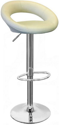 Sorrento Kitchen Bar Stool, Chrome Footrest, Height Adjustable Swivel Gas Lift, Home Bar & Breakfast Faux-Leather Barstool, Cream