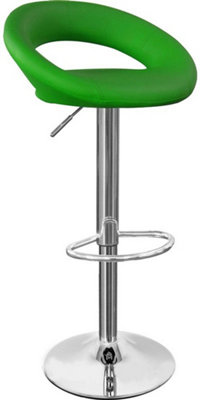 Sorrento Kitchen Bar Stool, Chrome Footrest, Height Adjustable Swivel Gas Lift, Home Bar & Breakfast Faux-Leather Barstool, Green