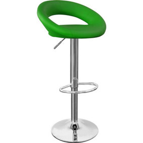 Sorrento Kitchen Bar Stool, Chrome Footrest, Height Adjustable Swivel Gas Lift, Home Bar & Breakfast Faux-Leather Barstool, Green