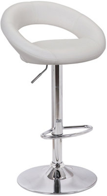 Sorrento Kitchen Bar Stool, Chrome Footrest, Height Adjustable Swivel Gas Lift, Home Bar & Breakfast Faux-Leather Barstool, White