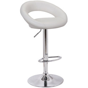 Sorrento Kitchen Bar Stool, Chrome Footrest, Height Adjustable Swivel Gas Lift, Home Bar & Breakfast Faux-Leather Barstool, White