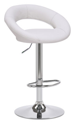 Sorrento Real Leather Breakfast Bar Stool, Chrome Footrest, Height Adjustable Swivel Gas Lift, Home & Kitchen Barstool, White