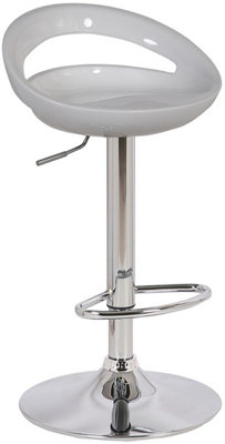 Sorrento Swivel Bar Stool, Height Adjustable With Chrome Footrest and Back, White
