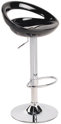 Sorrento Swivel Breakfast Bar Stool, Chrome Stem, Height Adjustable Swivel Gas Lift, Home & Kitchen Plastic Barstool, Black