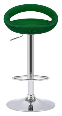 Sorrento Swivel Breakfast Bar Stool, Chrome Stem, Height Adjustable Swivel Gas Lift, Home & Kitchen Plastic Barstool, Green