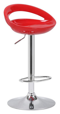 Sorrento Swivel Breakfast Bar Stool, Chrome Stem, Height Adjustable Swivel Gas Lift, Home & Kitchen Plastic Barstool, Red