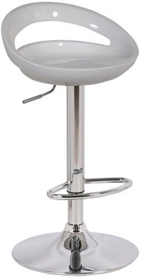 Sorrento Swivel Breakfast Bar Stool, Chrome Stem, Height Adjustable Swivel Gas Lift, Home & Kitchen Plastic Barstool, White