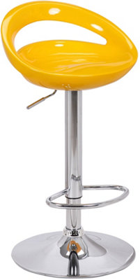 Sorrento Swivel Breakfast Bar Stool, Chrome Stem, Height Adjustable Swivel Gas Lift, Home & Kitchen Plastic Barstool, Yellow