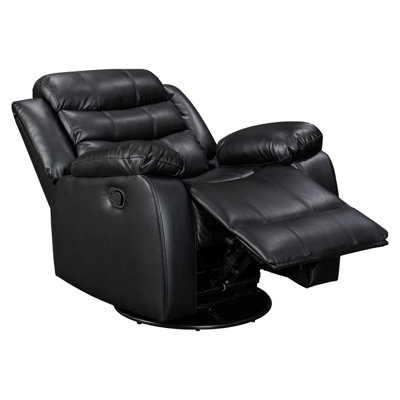 Sorrento Swivel & Rocking Recliner Chair in Black Leather Aire