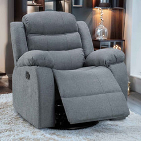 Sorrento Swivel & Rocking Recliner Chair in Dark Grey Fabric