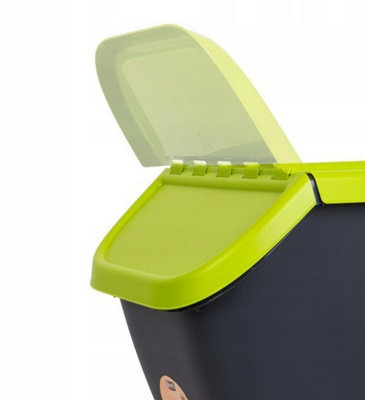 Sorting Waste Bin Recycling 23L Trash Segregation Stackable Lidded Green