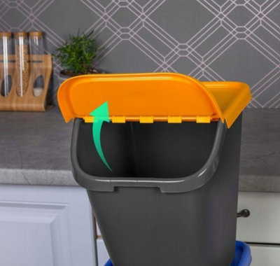 Sorting Waste Bin Recycling 23L Trash Segregation Stackable Lidded Yellow