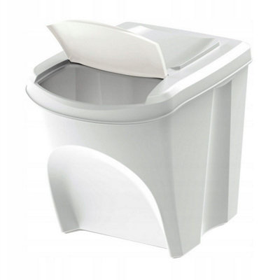 Sorting Waste Bins Recycling Set Segregation Stackable 1 x 25L White