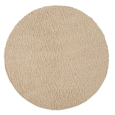SOSO Round Shaggy Solid Color Plush Pile Beige Area Rug 160 x 160 cm